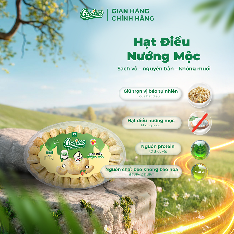 Hạt điều nướng mộc xếp hoa 160g